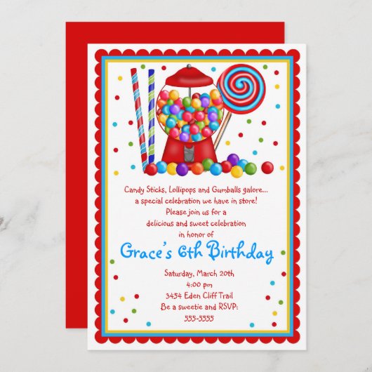 Gumbalmachine en Snoep Kaart (Voorkant / Achterkant)