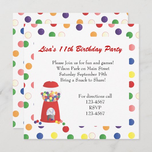 Gumbalmachine Kaart (Voorkant / Achterkant)