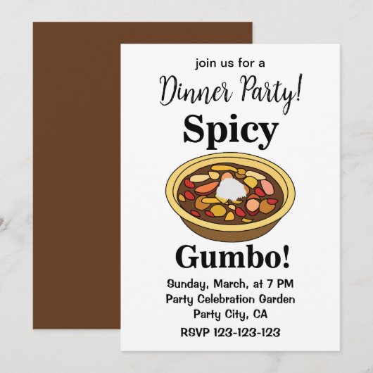 Gumbo Food Spicy Gumbo Kaart (Voorkant / Achterkant)