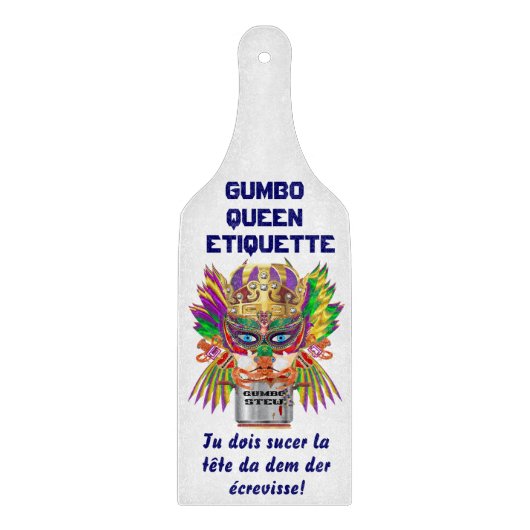 Gumbo Queen Gumbo Etiquette French Paddle only Snijplank (Voorkant)