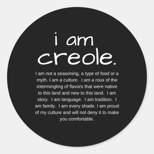 Gumbolife Ik ben Creools Ronde Sticker (Voorkant)