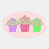 Gumdrop Cupcakes Ovale Sticker (Voorkant)