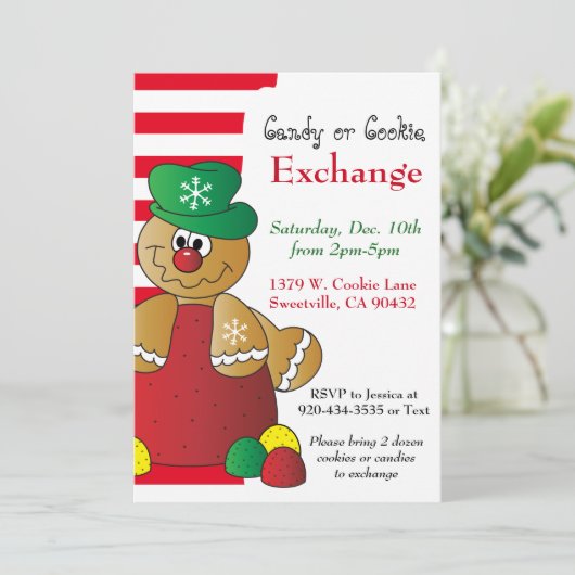 Gumdrop Gingerbread Cookie & Snoep Exchange Kaart (Staand voorkant)