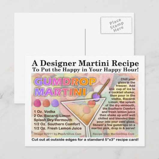 Gumdrop Snoep Martini Recipe Kaart Briefkaart (Voorkant / Achterkant)