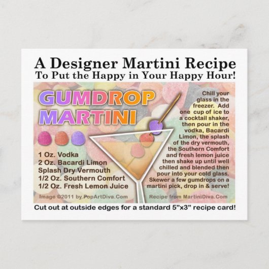 Gumdrop Snoep Martini Recipe Kaart Briefkaart (Voorkant)