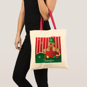 Gumdrop van de peperkoek Man Naam DIY Kerstmis Tote Bag