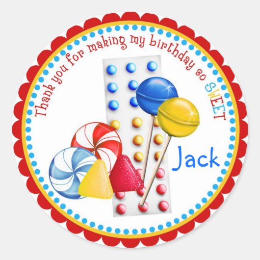 Gumdrops, Lollipops en Snoepjes Buttonnen Ronde Sticker (Voorkant)
