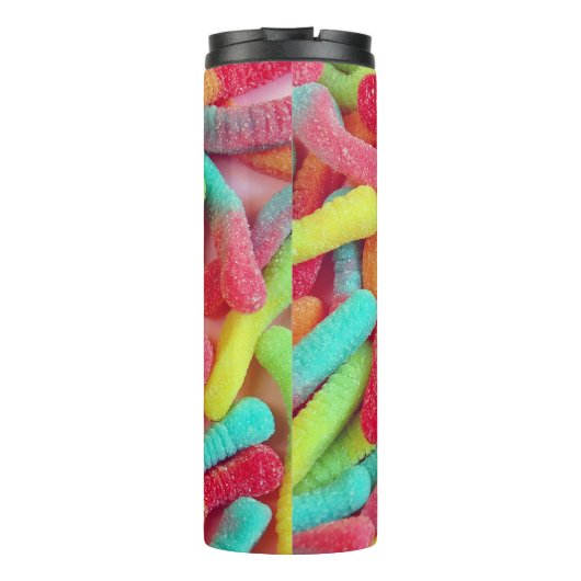 Gummi-worm snoep thermosbeker (Achterkant)