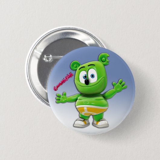 Gummibär Button op blauw (Voorkant /achterkant)