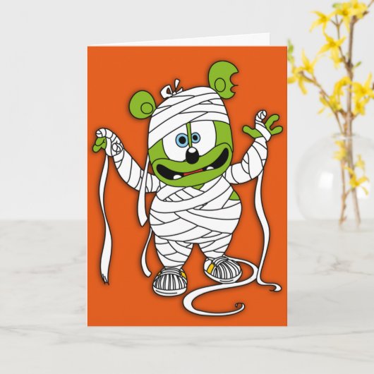 Gummibär Mummy Halloween Kaart (Gele Bloem)
