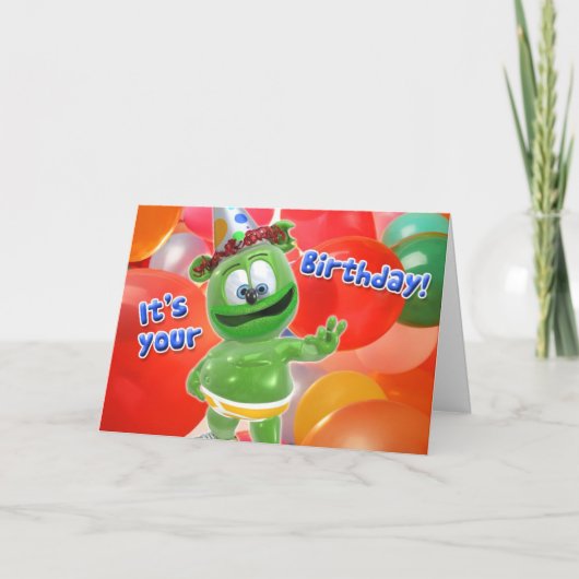 Gummibär Verjaardagsballon Kaart (Voorkant)