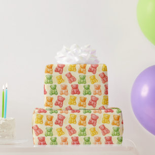 Gummibeertjes Mint Roze Geel Fruit Verjaardag Cadeaupapier