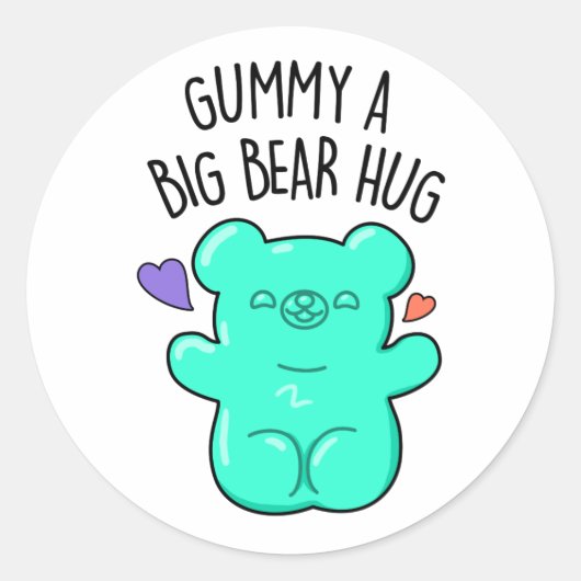 Gummy A Big Beer Hug Funny Snoep Pun Ronde Sticker (Voorkant)