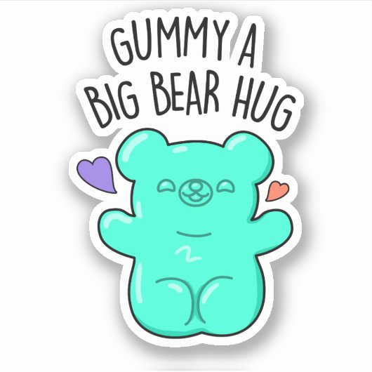 Gummy A Big Beer Hug Funny Snoep Pun Sticker (Voorkant)