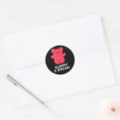 Gummy A Break Funny Snoep Pun Dark BG Ronde Sticker (Envelop)