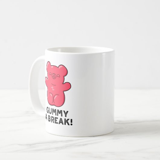 Gummy A Break Funny Snoep Pun Koffiemok (Voorkant links)