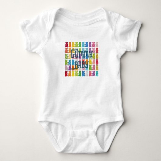 "Gummy Baby" Colorful Rainbow Candy Pattern Black  Romper (Voorkant)