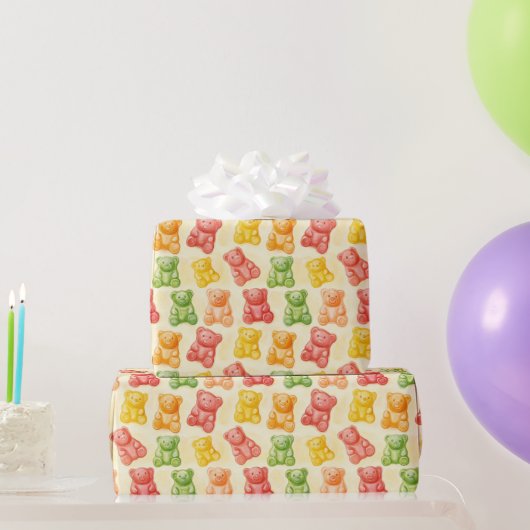 Gummy Bears Mint Pink Yellow Fruit Birthday Cadeaupapier (Feestgeschenken)