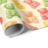 Gummy Bears Mint Pink Yellow Fruit Birthday Cadeaupapier (Rol Hoek)