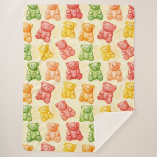 Gummy Bears Mint Pink Yellow Fruit Birthday Sherpa Deken (Voorkant)