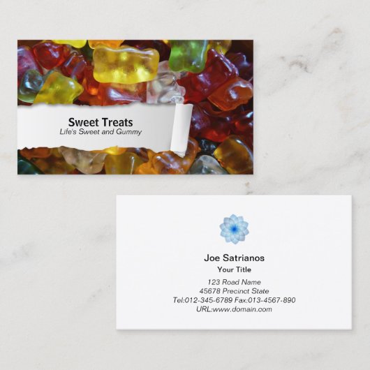 Gummy BearsAanpasbaar voedsel close-up Visitekaart Visitekaartje (Voorkant / Achterkant)