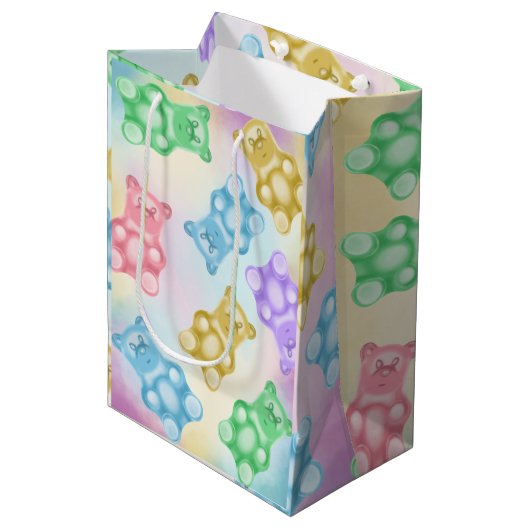 Gummy Beer Gift Bag Schattige Modern Realistic Cus Medium Cadeauzakje (Voorkant Gekanteld)
