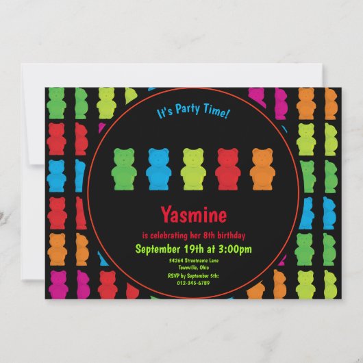 Gummy Beer Pattern Kind's Birthday Black Kaart (Voorkant)