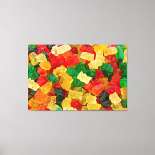 Gummy Beer Regenboogkleurig Snoep Canvas Afdruk