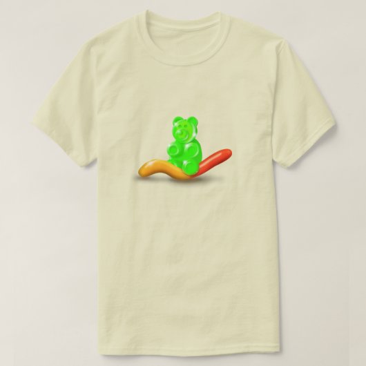 Gummy Beer Riding Gummy Worm Mannen T-Shirt (Design voorkant)