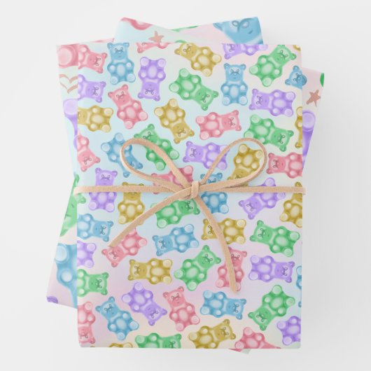 Gummy Beer Wrapping Paper Flat Sheet Set van 3 (In situ)