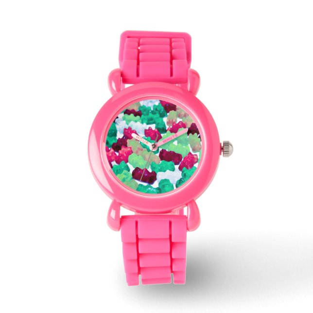 Gummy Beren Fotoprint Snoep Snoepjes Voedsel Mode Horloge (Voorkant)