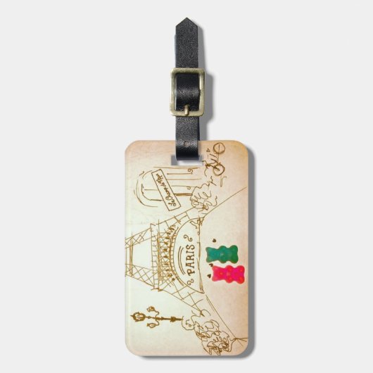 Gummy-Beren in Parijs Bagagelabel (Voorkant verticaal)