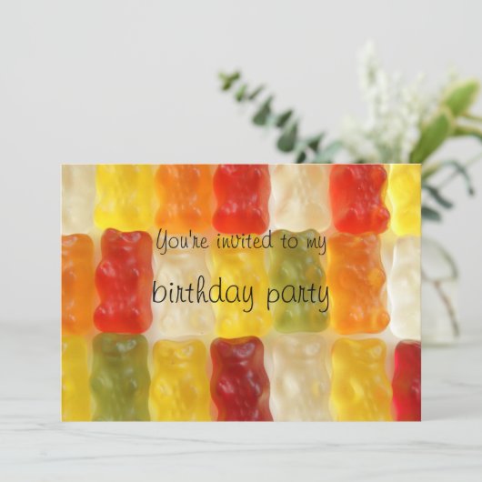 gummy beren verjaardagsfeestje kaart (Staand voorkant)