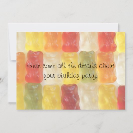 gummy beren verjaardagsfeestje kaart (Achterkant)