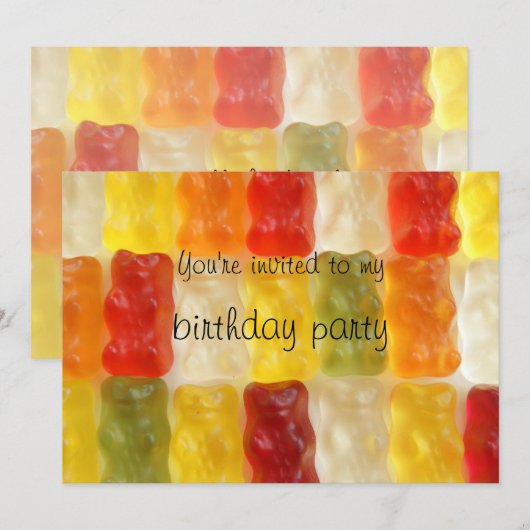 gummy beren verjaardagsfeestje kaart (Voorkant / Achterkant)