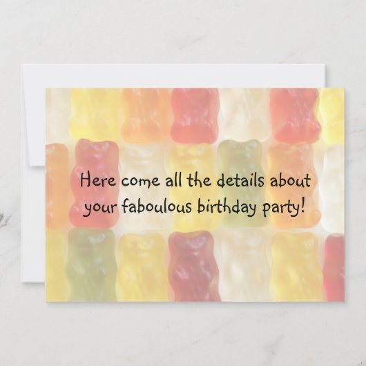 Gummy beren verjaardagsuitnodiging kaart (Achterkant)