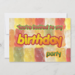 Gummy beren verjaardagsuitnodiging kaart