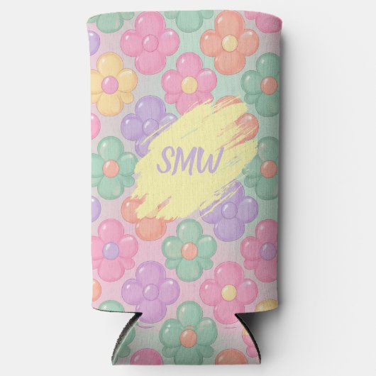 Gummy Candy Floral Personalized Slim Can Cooler (Voorkant)
