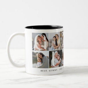 Gummy Collage, 10 Fotorooster, Cadeau voor Oma Tweekleurige Koffiemok