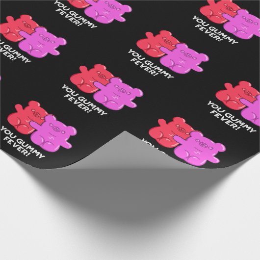 Gummy Fever Funny Snoep Pun Dark BG Cadeaupapier (Hoek)