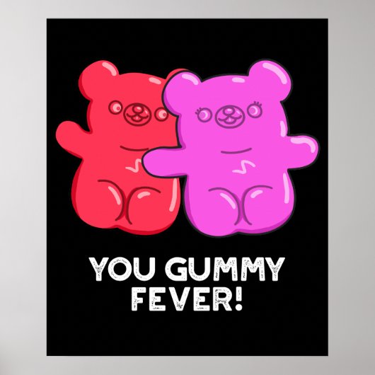 Gummy Fever Funny Snoep Pun Dark BG Poster (Voorkant)