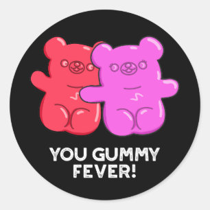 Gummy Fever Funny Snoep Pun Dark BG Ronde Sticker