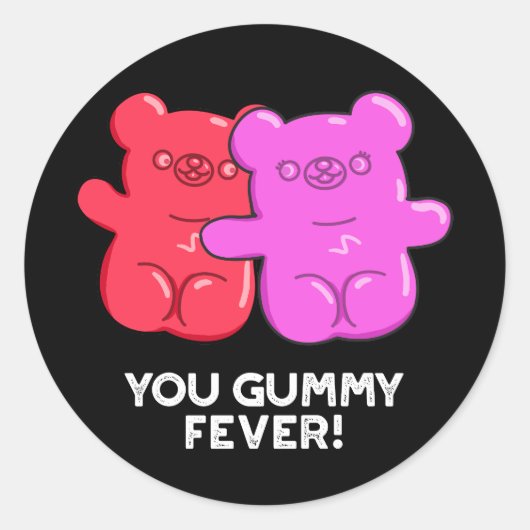 Gummy Fever Funny Snoep Pun Dark BG Ronde Sticker (Voorkant)
