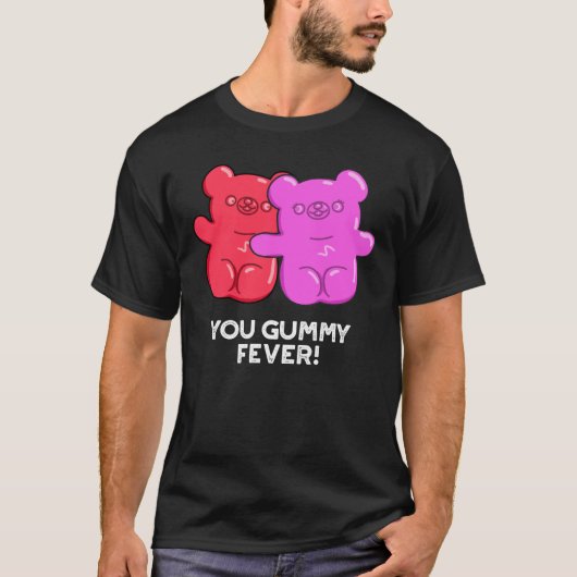 Gummy Fever Funny Snoep Pun Dark BG T-shirt (Voorkant)