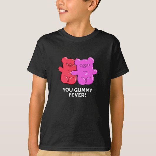 Gummy Fever Funny Snoep Pun Dark BG T-shirt (Voorkant)