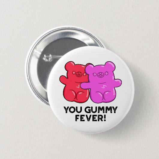 Gummy Fever Funny Snoep Pun Ronde Button 5,7 Cm (Voorkant /achterkant)
