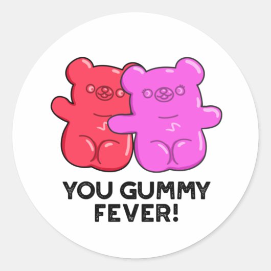 Gummy Fever Funny Snoep Pun Ronde Sticker (Voorkant)