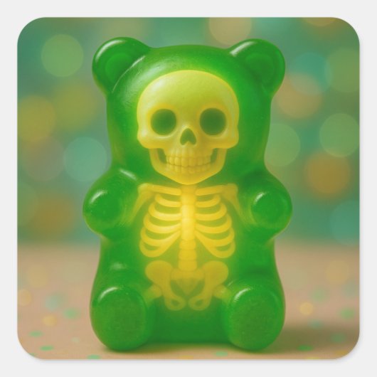 gummy skeleton Beer magnet Vierkante Sticker (Voorkant)
