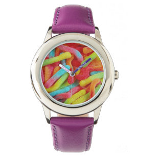 Gummy worm snoep print horloge