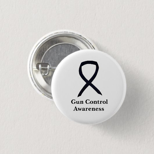 Gun Control Awareness Black Ribbon Button Pin (Voorkant /achterkant)